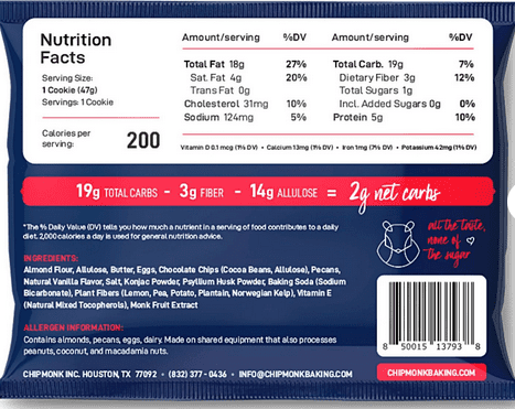 Nutrition Facts Chocolate chip pecan